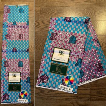 1 yard 100% cotton African Ankara Fabric Blue Chess