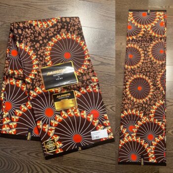 1 yard 100% cotton African Ankara Fabric  Brown Circular