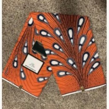 1 yard 100% cotton African Ankara Fabric Peacock Orange