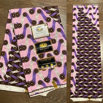 1 yard 100% cotton African Ankara Fabric Purple Lilac Wiggles