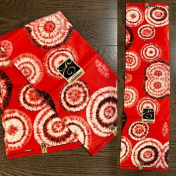 1 yard Polyester African Ankara Fabric Red  Tie & Dye
