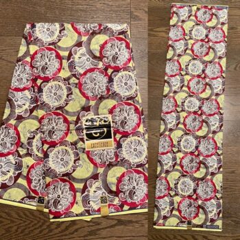 1 yard Polyester African Ankara Fabric Red-Yellow-White