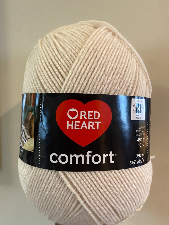 Red Heart Comfort White/Beige Yarn - 1 Pack of 16oz/454g - Acrylic - 4  Medium (Worsted) - 867 Yards - Knitting/Crochet